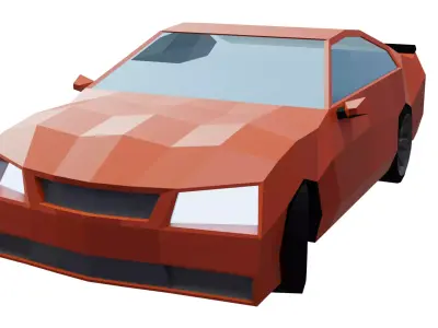 Low-Poly Car orange Free low-poly 3D model