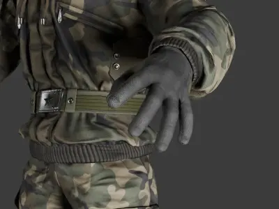 A sniper soldier with a used sv 98 sniper rifle Low-poly 3D model