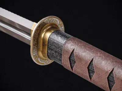 Katana Zoro PBR Sword Low-poly 3D model