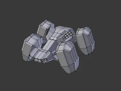 spaceship orange and robot Free low-poly 3D model