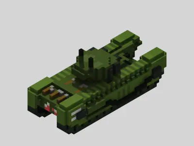 Churchill MK VII Tank Voxel Low-poly 3D model