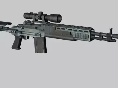 Sniper Denel 4NTW-20 Low-Poly 3D Model Low-poly 3D model