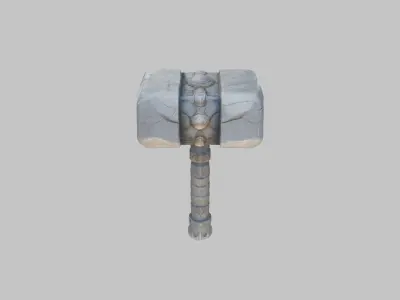 Medieval Lowpoly Gigantic Battle hammer Stone Low-poly 3D model