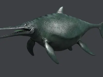 Ichthyosaur ichthyosaurus giant lizard fish marine reptile 3D model