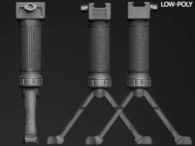 Tactical Hand Grip Bipod For Picatinny rail Low-poly 3D model