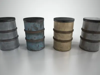 Metal Barrel 4 Low-poly 3D model