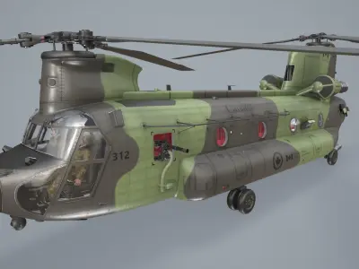 CH-47 Chinook RCAF Complex Animation Low-poly 3D model