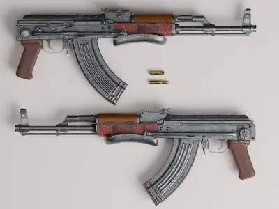 AKMS - AK Under Folding Stock Low-poly 3D model
