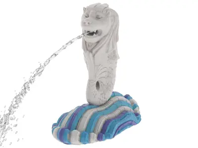 Merlion Fountain Water Spray Big 3D model
