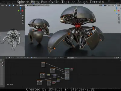 Sphere-Bots Run-Cycle Test on Rough Terrain Free 3D model