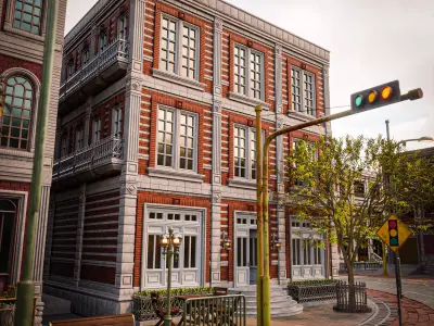 MODULAR BUILDING WITH INTERIOR KITBASH 04 Low-poly 3D model