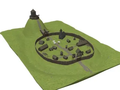 Early medieval castle Free low-poly 3D model