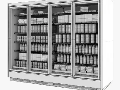 Vertical Glass Door Commercial Fridge 3D model