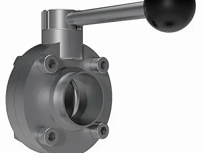 Manual Butterfly Valves - DIN EN 10357 Welding Ends - 3D model