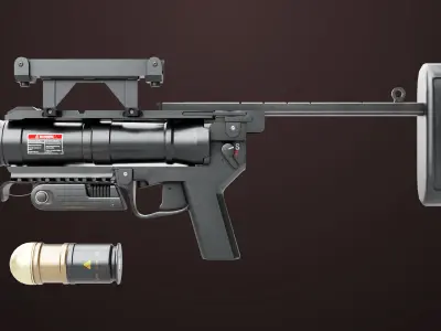 Grenade Launcher 04 Black Generic All PBR Unity UE Textures Low-poly 3D model