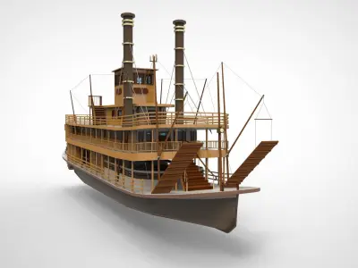 Paddle Steam Boiler Ship 3D model