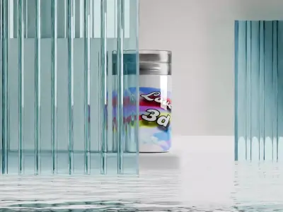 best product animation with glass 3D model