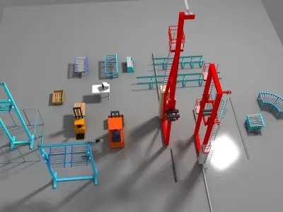 Conveyor stuff for warehouse Low-poly 3D model