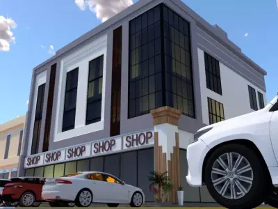 Modern Retail and Office Building A19 DWG  3D SketchUp 3D model