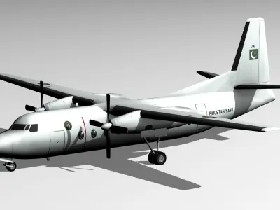 Fokker F27 Low Poly Low-poly 3D model