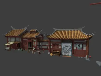 Cartoon Oriental Architecture Eastern 3D model