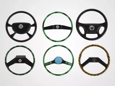 6 Indian bus steering in 3d Low-poly 3D model