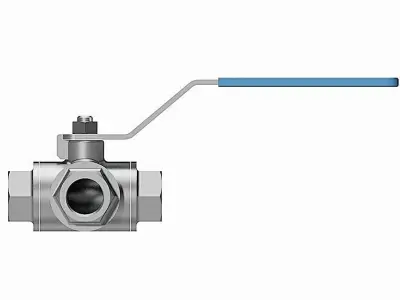 3-Way Ball Valves - BSP Threaded Ends - 3D model