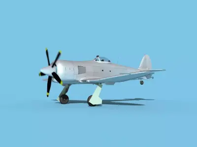 Hawker Sea Fury MKII Bare Metal 3D model