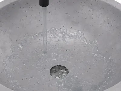 Gray architectural concrete Bowl sink 3D model