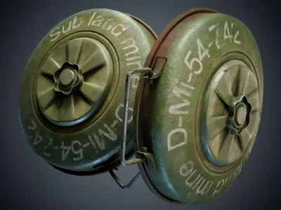 Old anti tank land mine bomb anti-caterpillar-mine da1 Low-poly 3D model