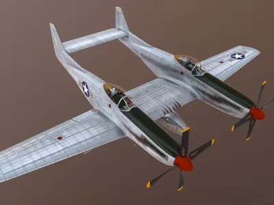 F-82  P-82 Fighter America US army  Twin Mustang Two-seater  3D model