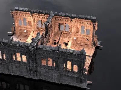 Medieval castle ruin with ancient stone steps interior  3D model