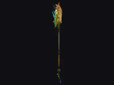 Magical Staff Parrot Phoenix Bird Wizard Wand Stick Item Scepter Low-poly 3D model