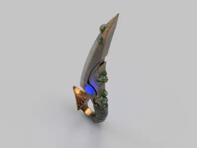 Knife-Fish sword with eyes Low-poly 3D model