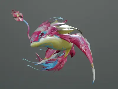 Sea Fish Pink Low-poly 3D model
