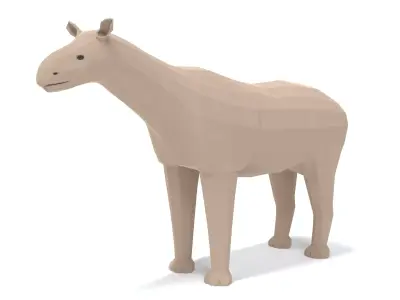 Low Poly Cartoon Paraceratherium Low-poly 3D model