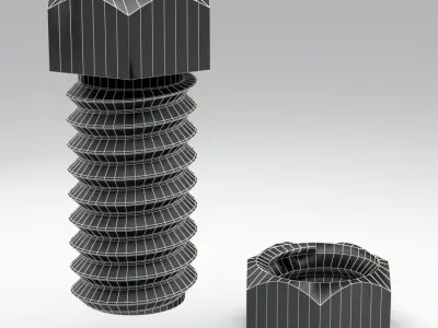 Bolt and nut 3D model