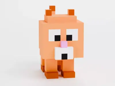 Voxel Cat - Stylized Character Low-poly 3D model