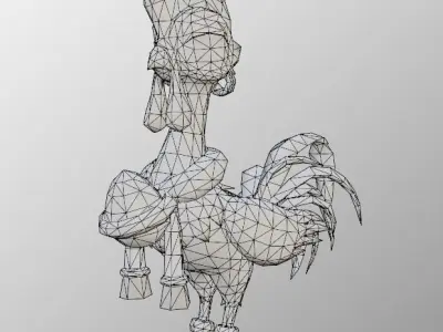 chicken low-poly 3D model rooster from game super mario bros Low-poly 3D model