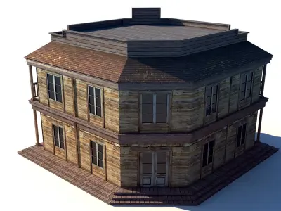 Wild West Saloon Low-poly 3D model