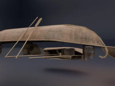 Wooden Boat pack Low-poly 3D model