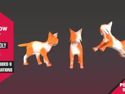 Yellow Cat Low-poly 3D model