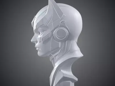 Cybernetic Soldier Bust Futuristic Warrior PM-253 3D print model