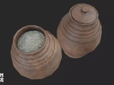 Medieval Storage Pot Pack Low-poly 3D model