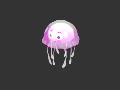 Jellyfish 3D Model with Basic Rig Low-poly 3D model