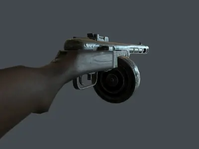 PPSH-41 WW2 SMG Low-poly 3D model