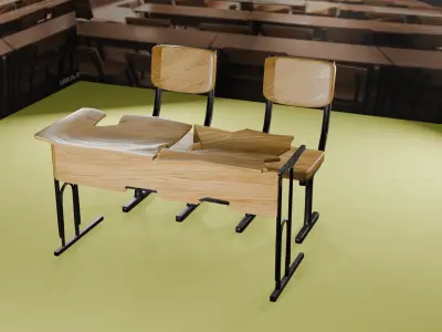 School desks Free 3D model