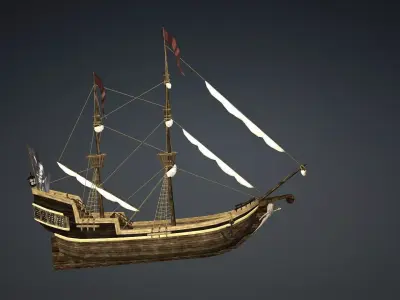 Roter Lowe Galleon Low-poly 3D Model Low-poly 3D model