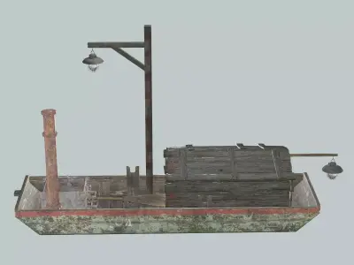 Medieval Old Fishing Boat Low Poly 3D Model Low-poly 3D model