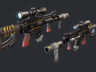 Stylized FN SCARL PBR Gun  Low-poly 3D model